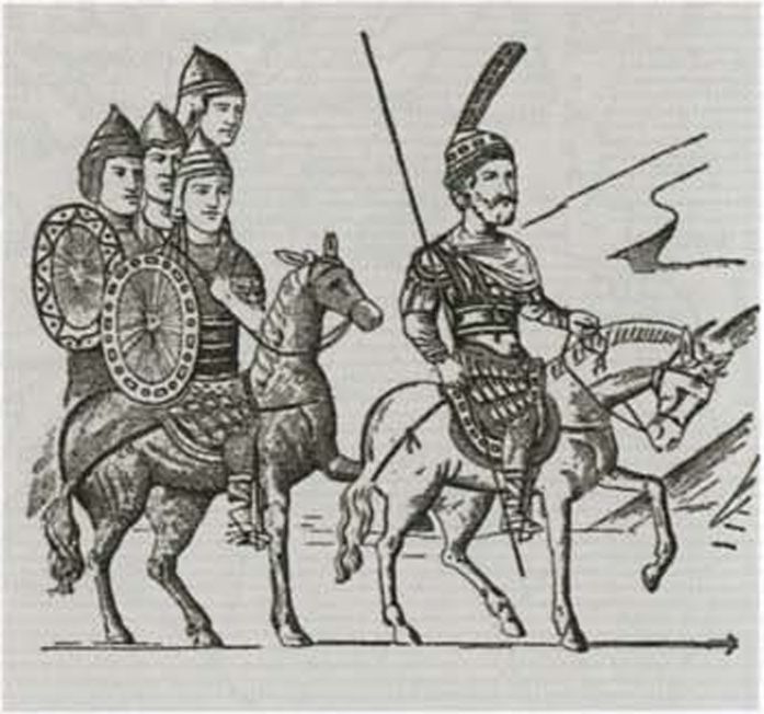 Византийская армия на марше. С греческой миниатюры IX в