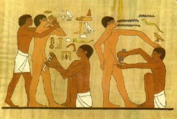 Сцена обрезания. Изображение на египетской гробнице