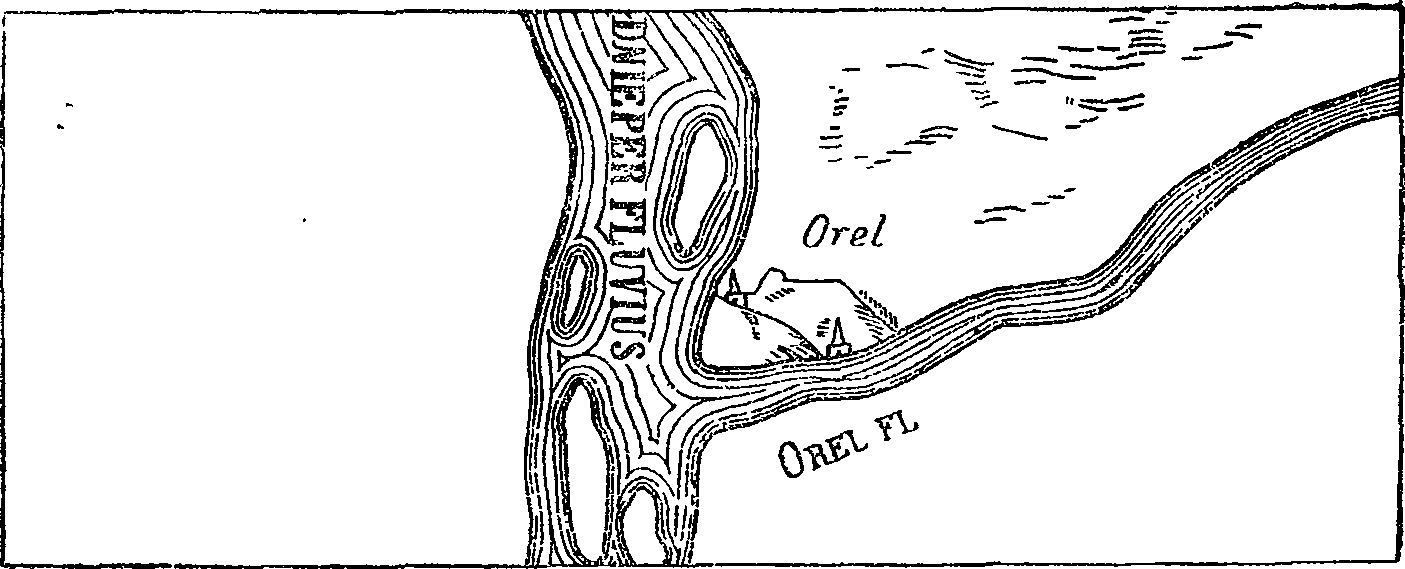 Схема устья реки Орели (по атласу Блау изд. 1635 г. Амстердам)